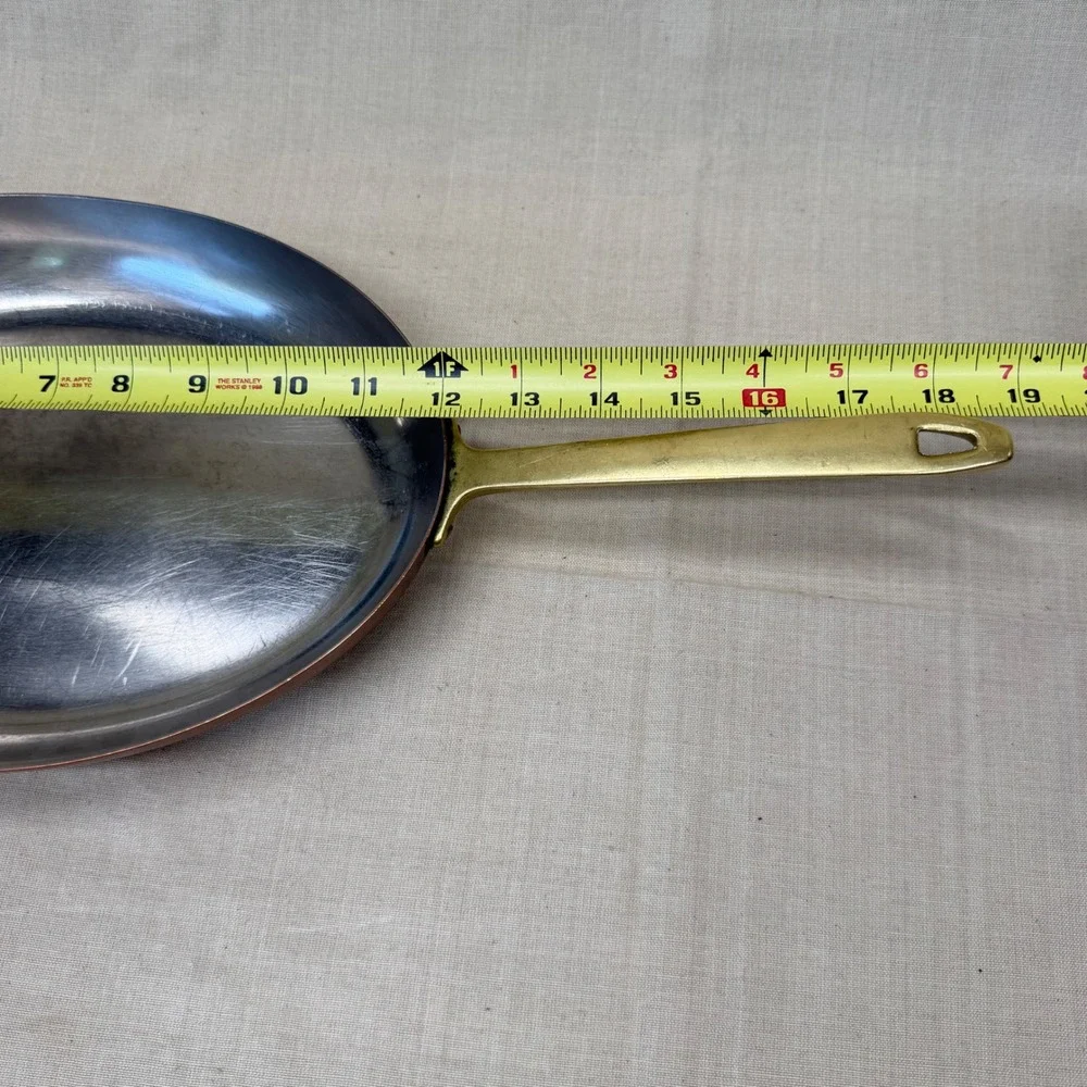 Vintage Paul Revere‎ Copper Fish Skillet Oval Fry Pan Brass Handle Decor
